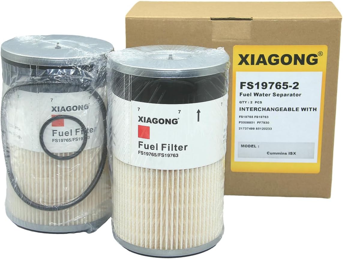 XIAGONG FS-19765-2 2PCS Fuel Water Separator Replaces P550851 FS19765 PF7930 WF10005 21737499 85120233 FS19763 PF7928 P550849 L9765 L9763FXL 33763 FS19764 FS19766 PF9814 Compatible with Cummins ISX