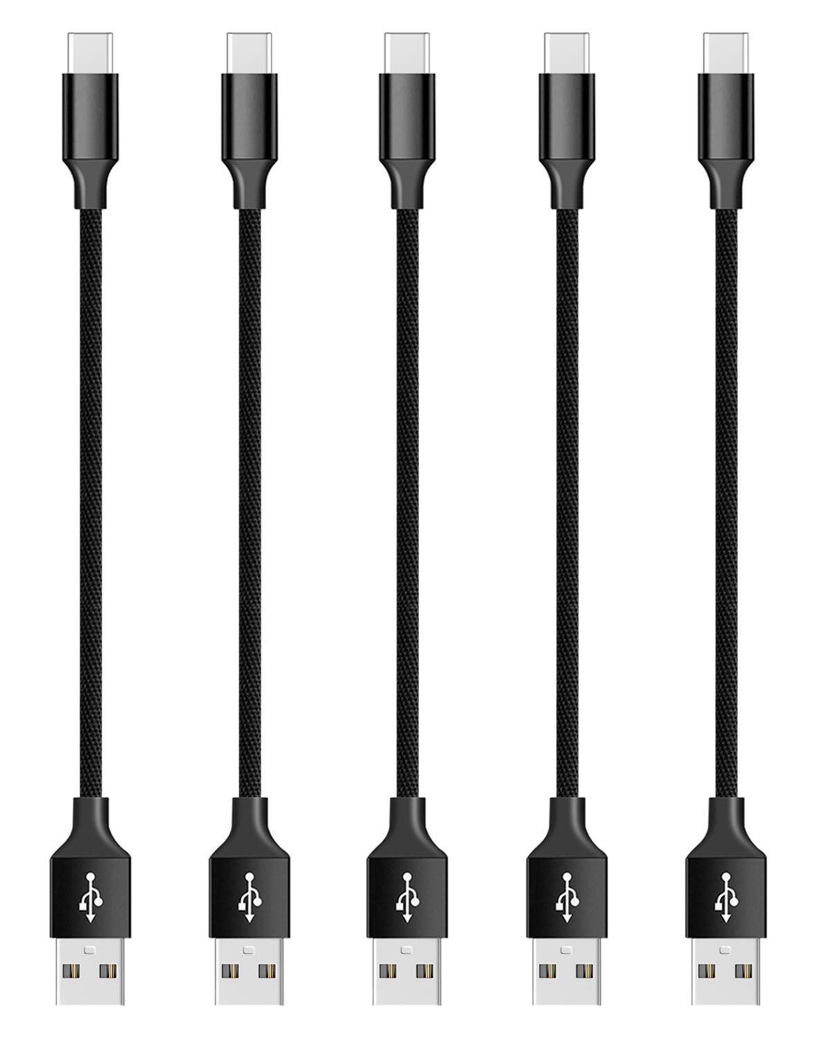 6-Inch Type C to USB 2.0 Nylon Braided Fast Charging Cable Charger Cord Compatible with Galaxy S22/S21/S20/S10/S9/S8/A52/A13/A01/A11/A12/A21/A51/A71/A42 Note 20/10/9/8 Pixel 6/5/4/3/2/1 [5-Packs]