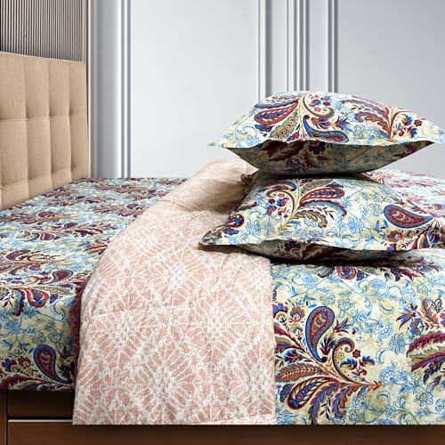 Image of Signature Reversible Super Soft Double Bed Comforter /Quilt Set 350GSM 88x90 inches, and Fitted Elastic Bed Sheet with Pillow Covers (Trendsetter, Comforter Set)