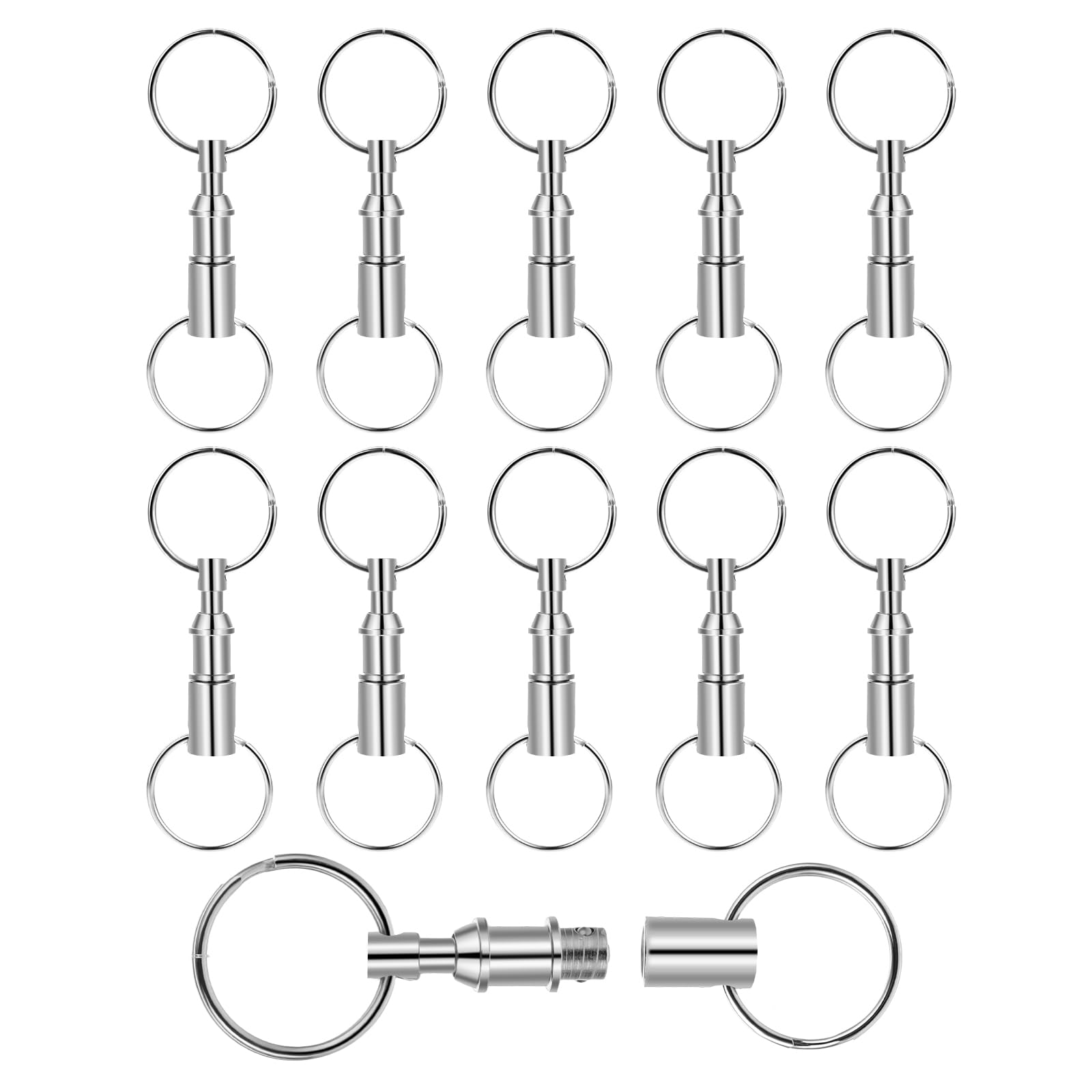 11 Pcs Quick Release Keychain Detachable Key Ring Quick Release Heavy Duty Detachable Keychain Dual Pull Apart Key Chain Spring Split Snap Key Ring Quick Disconnect Keychain
