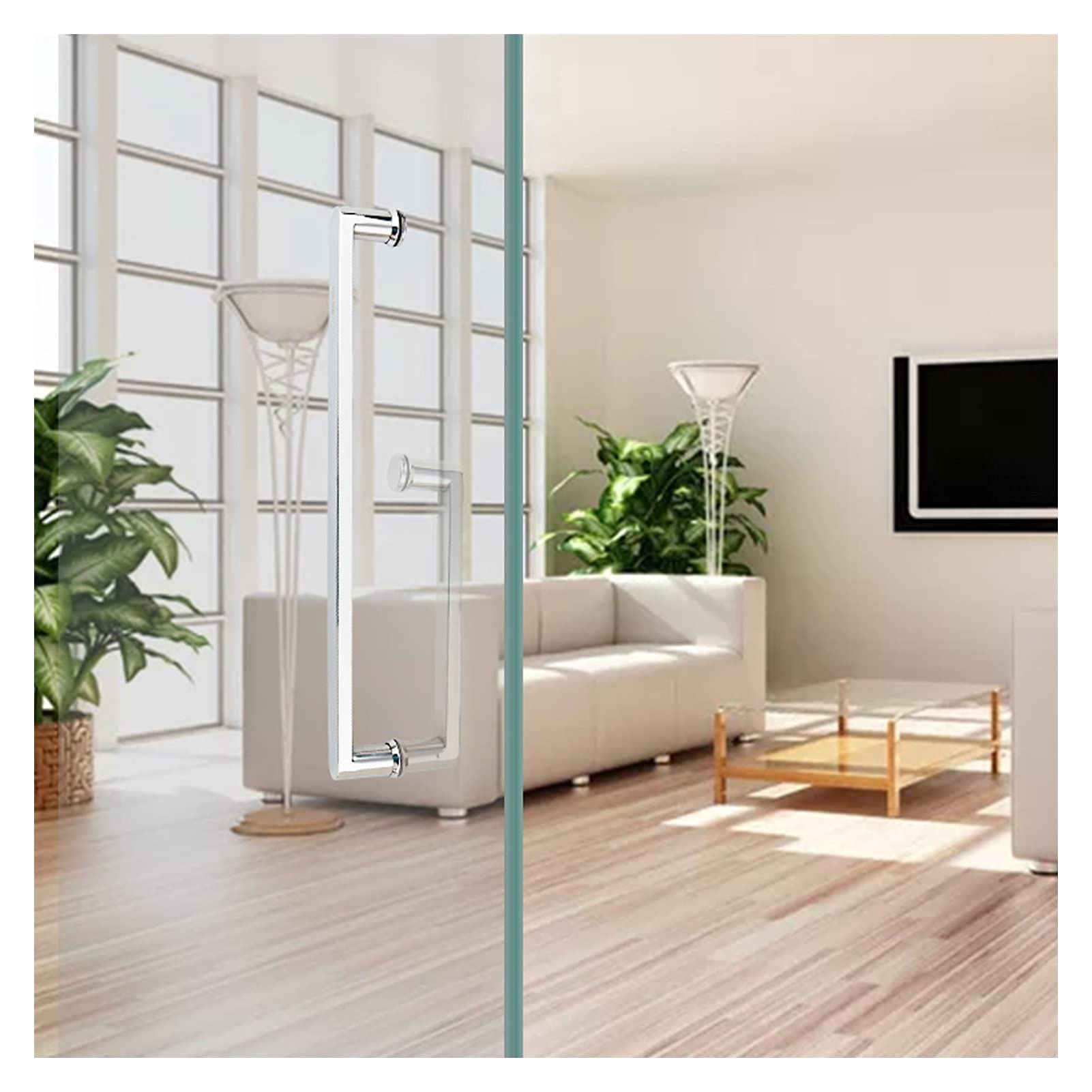 DFGHNBVC Glass Door And Window Handles Push And Pull Glass Door Handle Heavy Duty Stainless Steel Bathroom Shower Pull Push Door Handles,Replace Old Or Damaged Door Handles,225Mm+425Mm