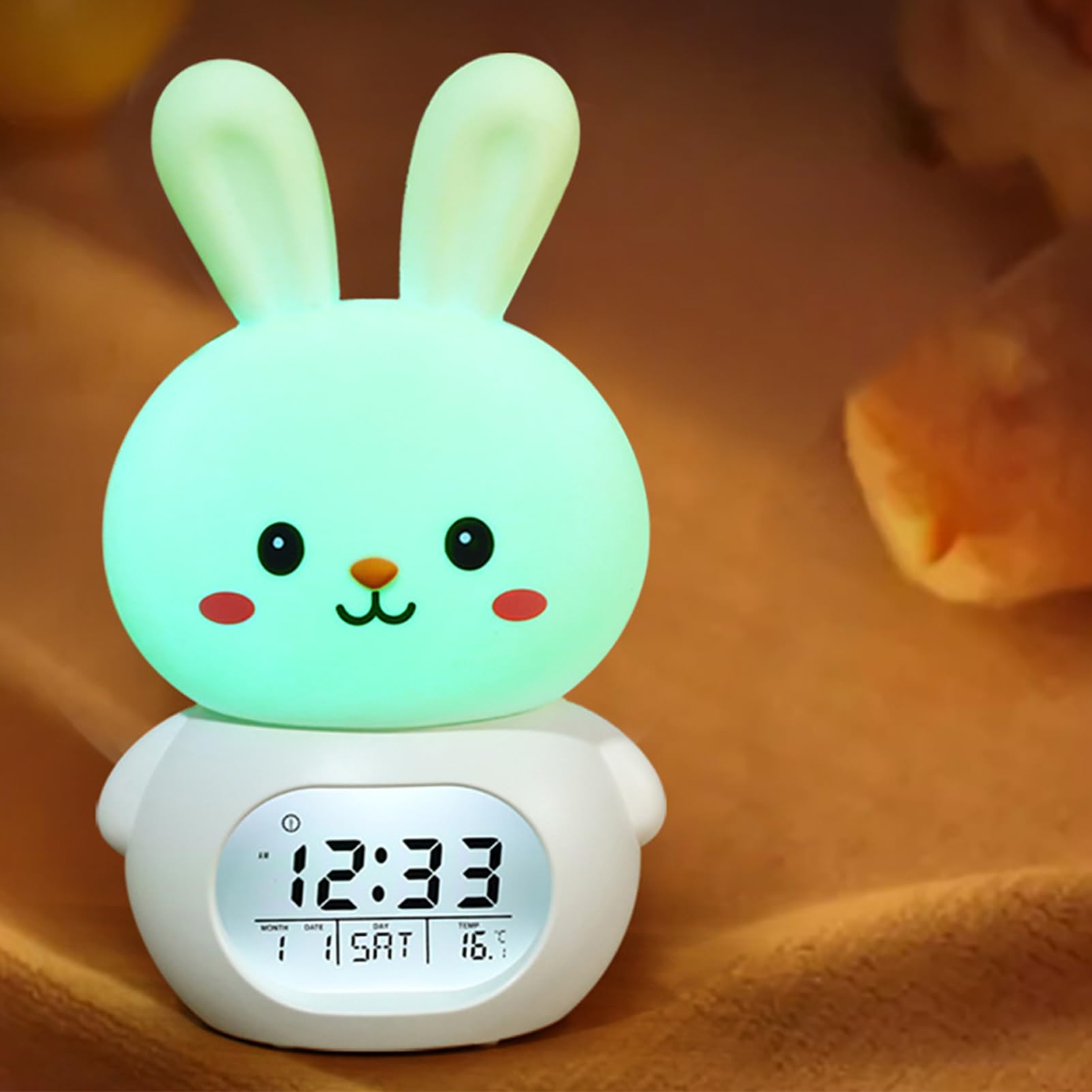 Generico Lampada Coniglio Con Timer Timer Digitale da Tavolo con Luminosità | Sveglia Luce Notturna per Cameretta, Arredamento Camera e Casa, Compleanno, Vacanze, Studenti, Bambini e Comodino