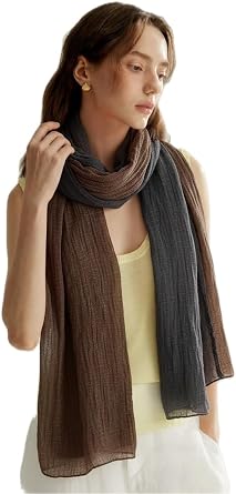 Jeelow Cotton Scarf Wrap Shawl for Women and Men | Lightweight Crinkle Summer Spring Travel Beach Office Airplane Unisex Gift