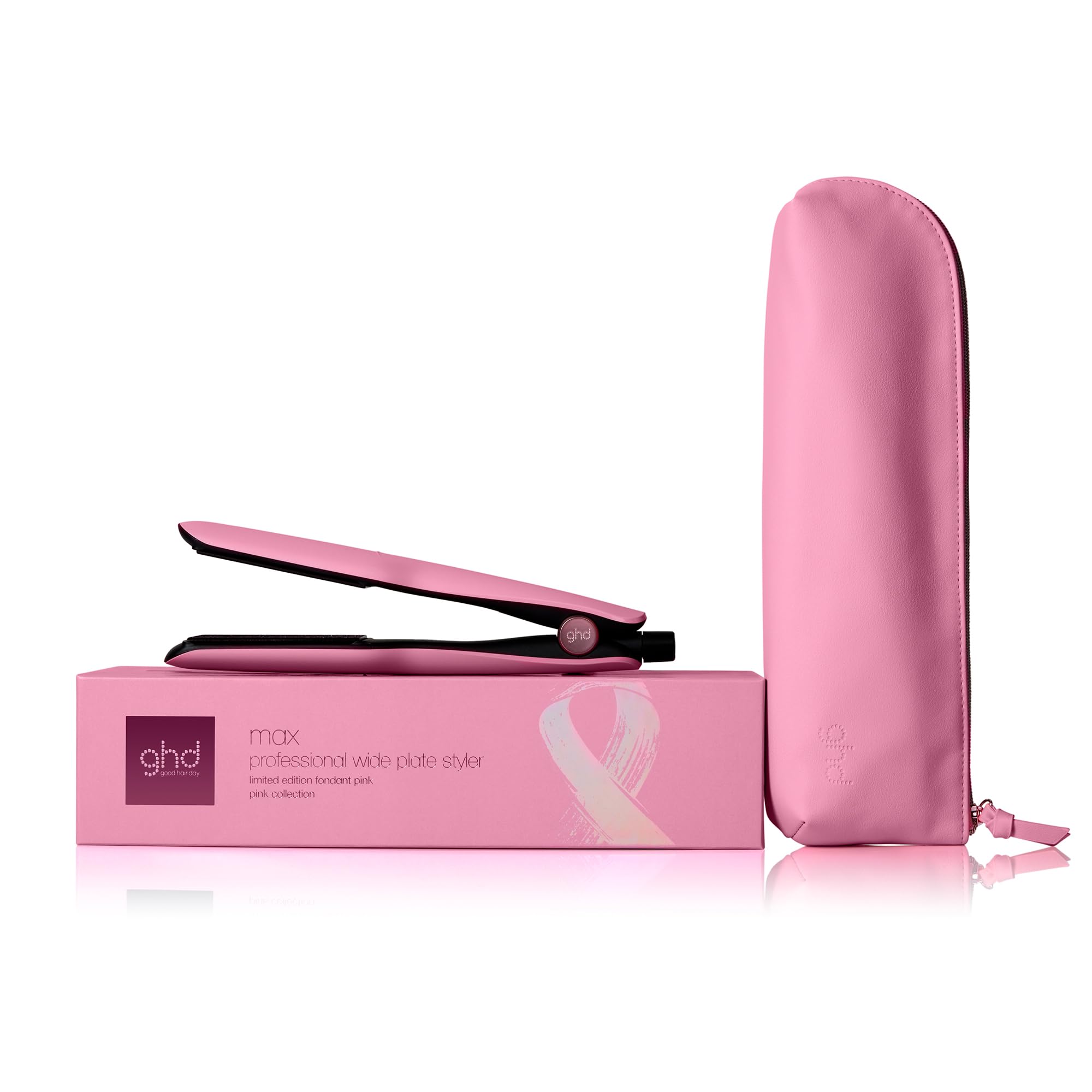 ghd max pink - plancha de pelo profesional con placas anchas para cabello largo, grueso o rizado, tecnología dual zone, edición limitada 2024, color rosa