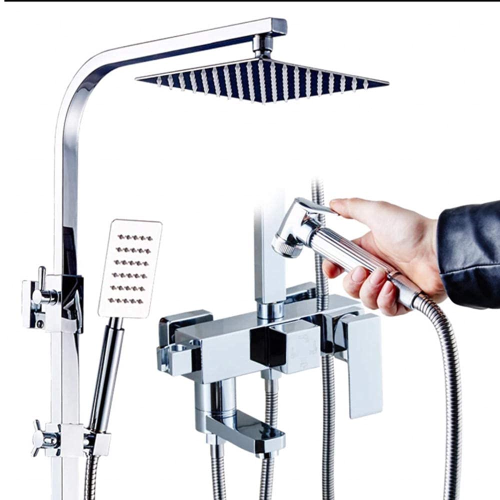 Kits de douche LUNEZY avec mitigeur chromé et pommeau carré mural en acier inoxydable