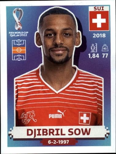2022 Panini World Cup Qatar Sticker SUI13 Djibril Sow Group G Switzerland Mini Sticker Trading Card