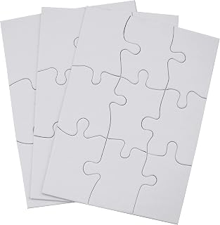 INOVART Puzzle-It 9-Piece Blank Puzzle, 24 Puzzles Per Package, 4" x 5-1/2", White