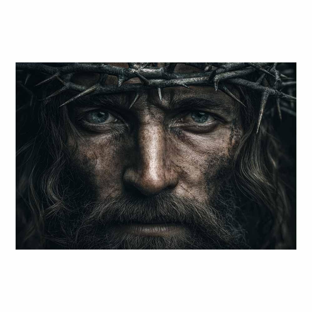 ZAMAEIU Jesus Christ Classic Painting Style Wearing a crown of thorns Religious Figure Wall Art Print,Room Decor for living room, bedroom, church, hospital(black)-30x50cm Unframed