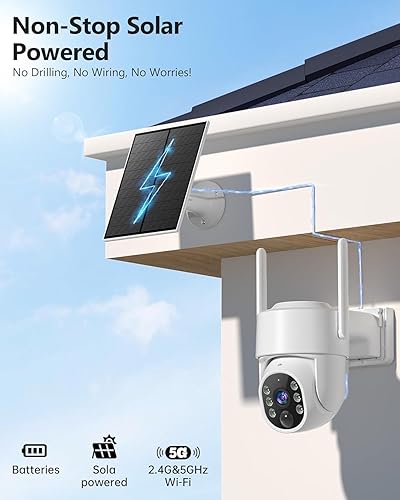 Vista 2 de 2K Security Camera System, 5GHz&2.4GHz WiFi Solar Wireless Cameras for Home Security, Wire-free Installation, AI Detection, Two-way Audio, Mobile