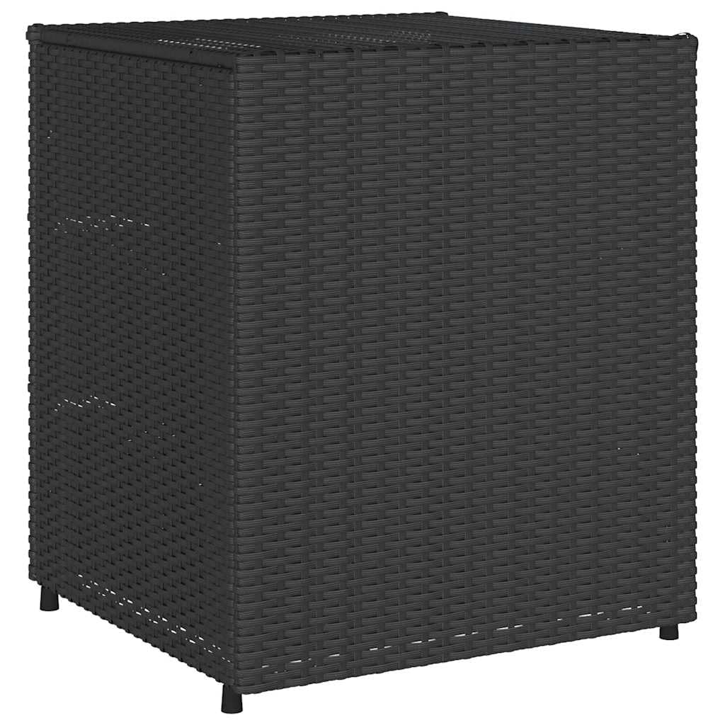 Armadio da giardino nero in polyrattan, 55 x 59 x 69 cm, con 3 cassetti, telaio in acciaio verniciato a polvere, contenitore per esterni, per giardino, piscina, terrazza, impermeabile e