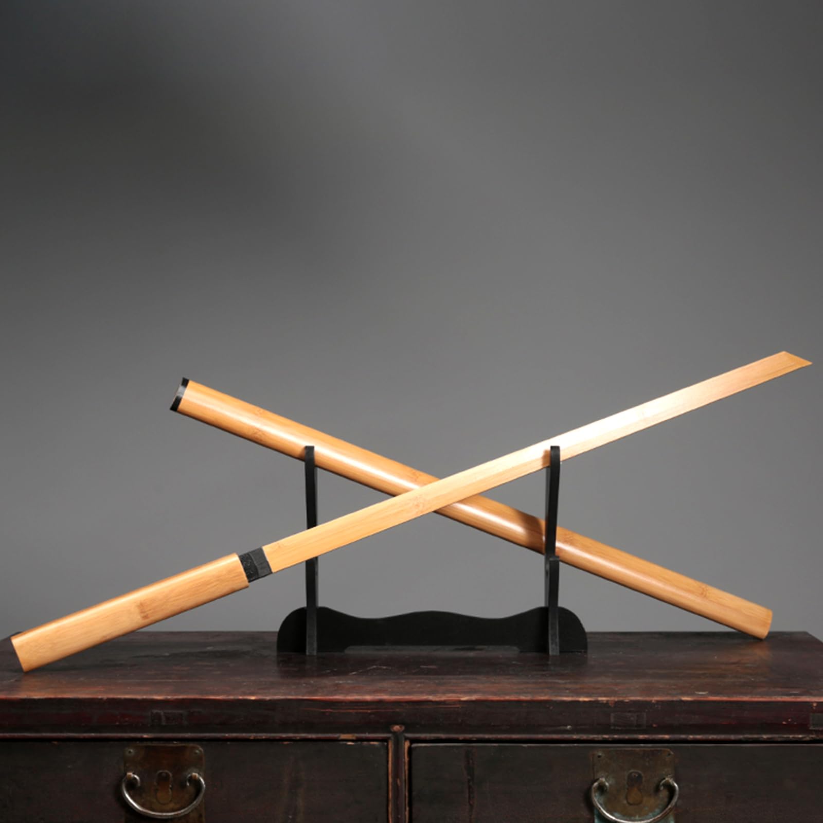 Bokken Fait Main de 100 cm,Katana en Bambou avec Fourreau en Bambou,Sabre Droit de samouraï en Bois pour Cadeau,Exposition,Cosplay,décoration,entraînement.