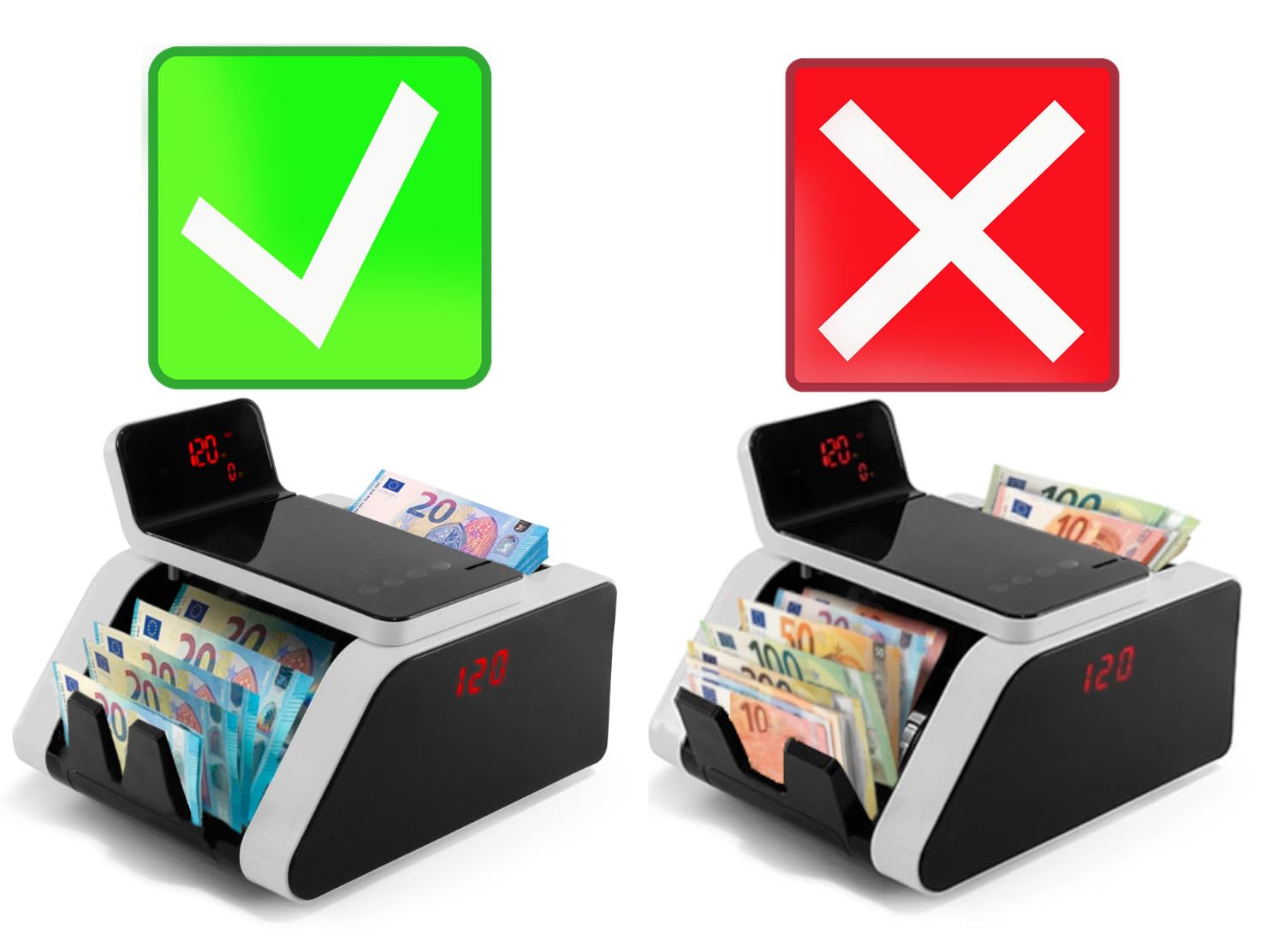 BEITZ BS-1002 Geldzählmaschine & Banknotenzähler | Stückzähler mit UV- & MG-Falschgelderkennung | 1000 Scheine/min | Automatischer Start | Kundendisplay | Offline & professionell | Robust & leise