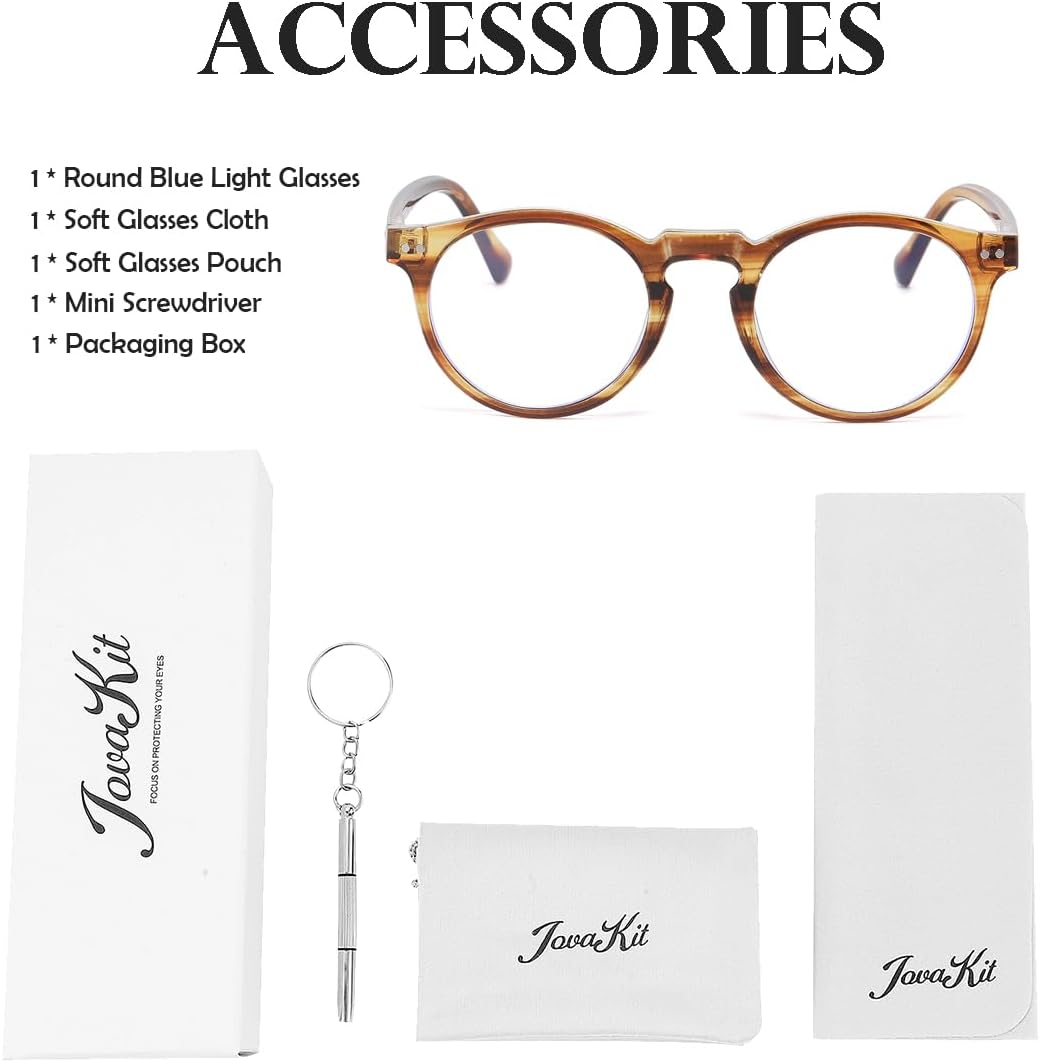 JOVAKIT Round Blue Light Glasses for Women Men Fashion Retro 90s Small Frame Computer Eyeglasses Anti Eyestrain - Image 7