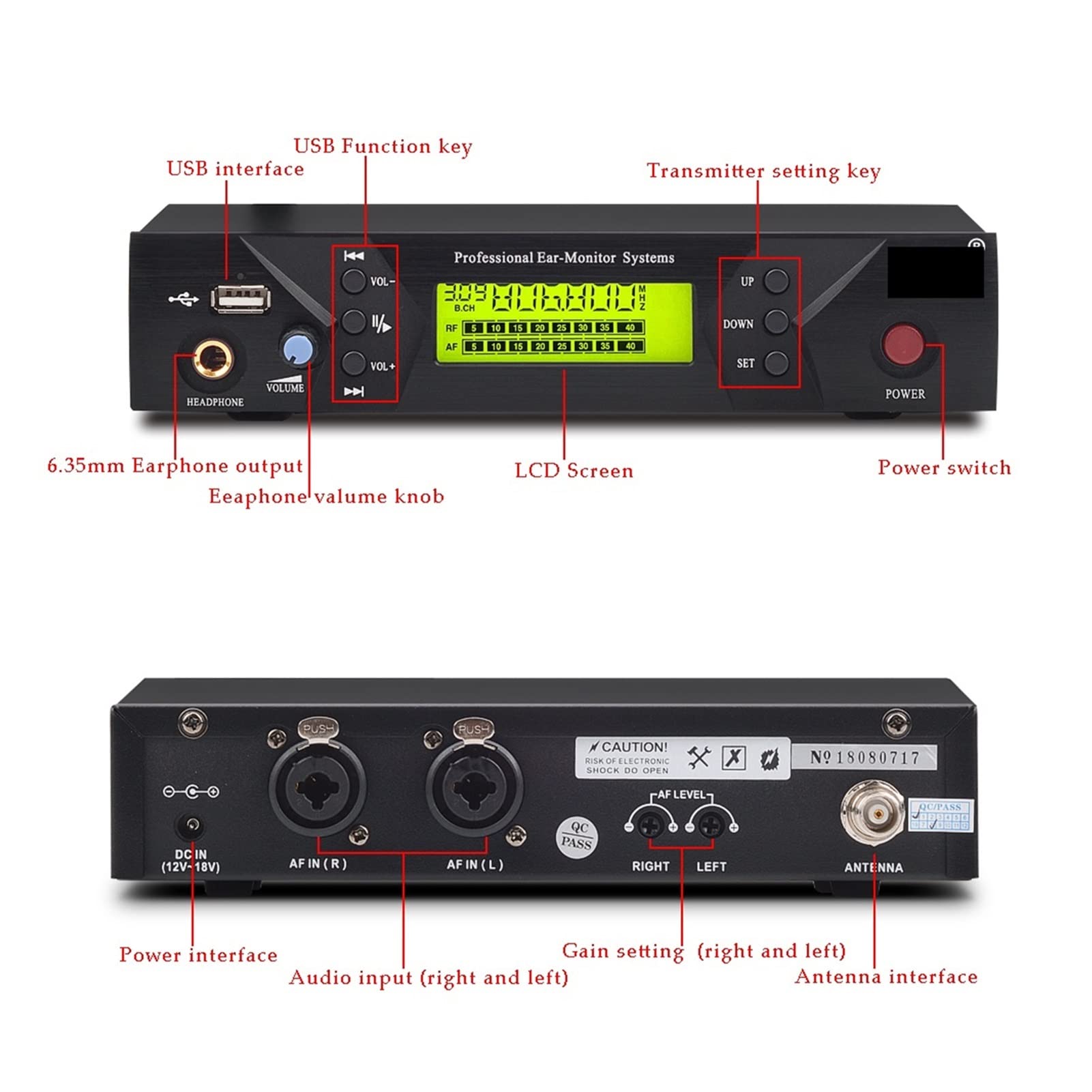 Kontroler miksera DJ Systemy monitorowania bezprzewodowego w Ear Professional Performance Monitorowanie ucha za pomocą jednego nadajnika BodyPack do streamingu/podcastów/gier, telefonu, komputera