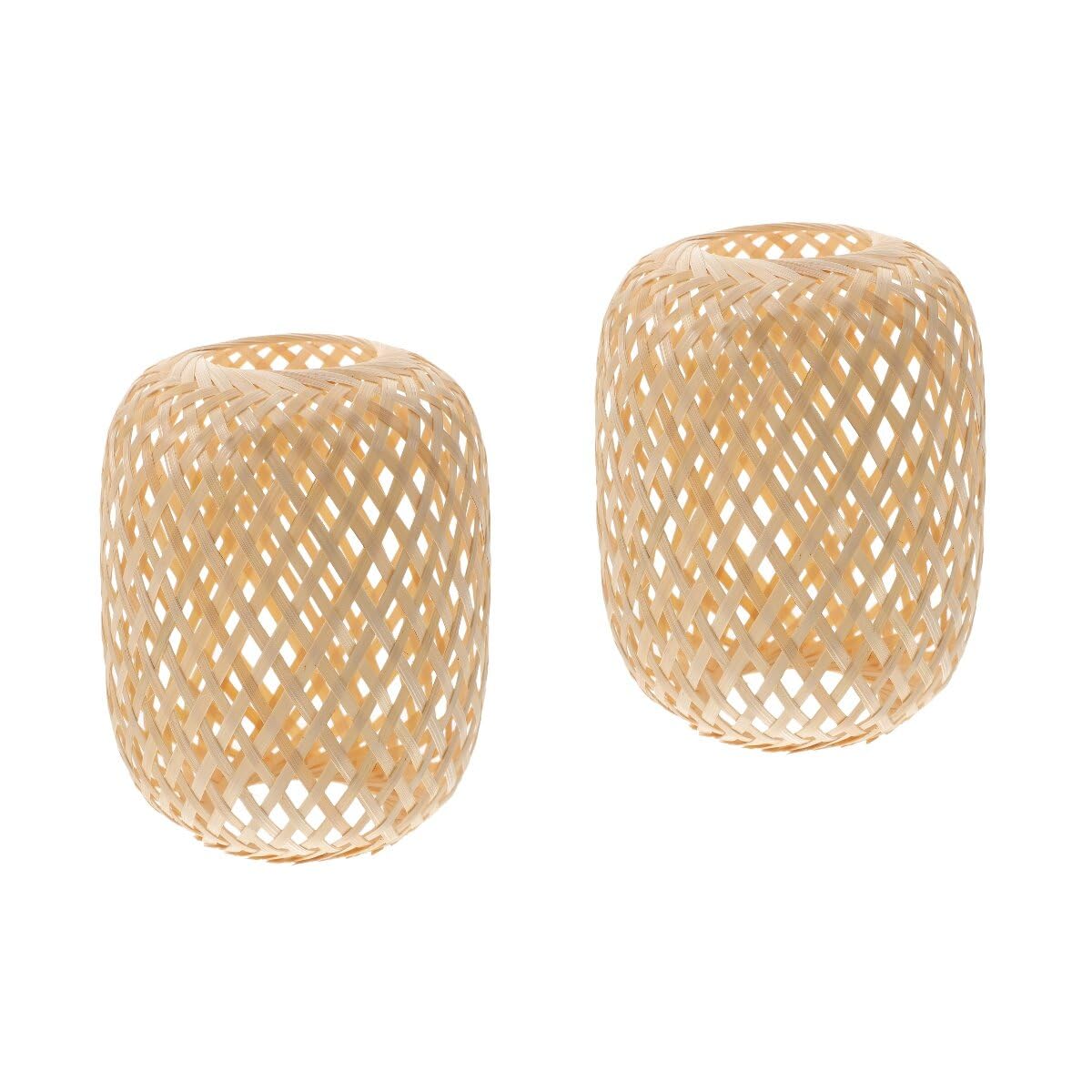 Housoutil Paralume In Bambù Intrecciato Paralume In Rattan Di Vimini Di Bambù 2 Pezzi Rustico Per Lampada A Sospensione Lampada Da Tavolo a Da a Da Parete Piccola