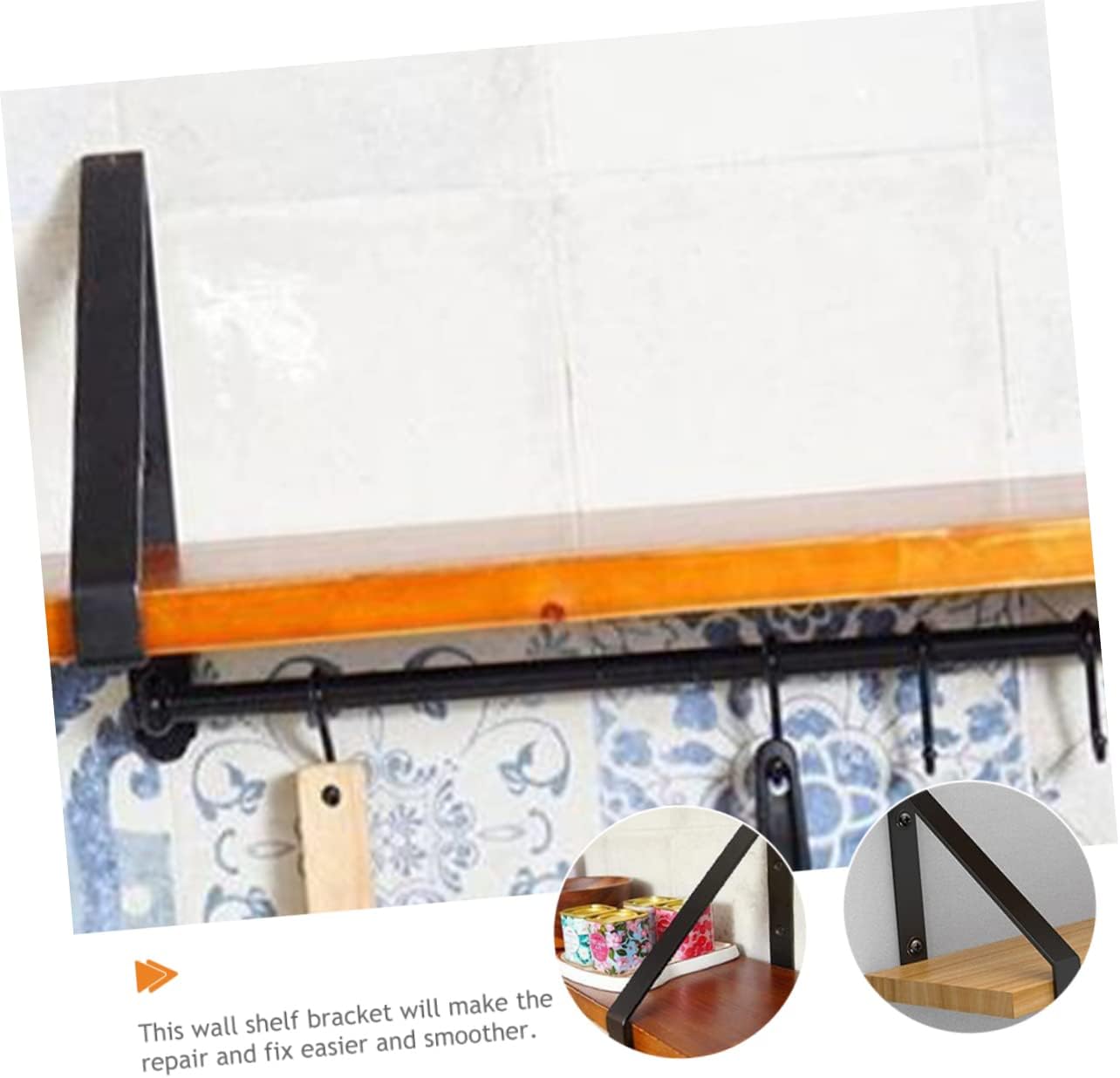 Hemoton 2pcs Heavy Duty Shelf Brackets for Wall Mount Support Brackets for Floating Shelves Kitchen Bathroom Living Room and Garage