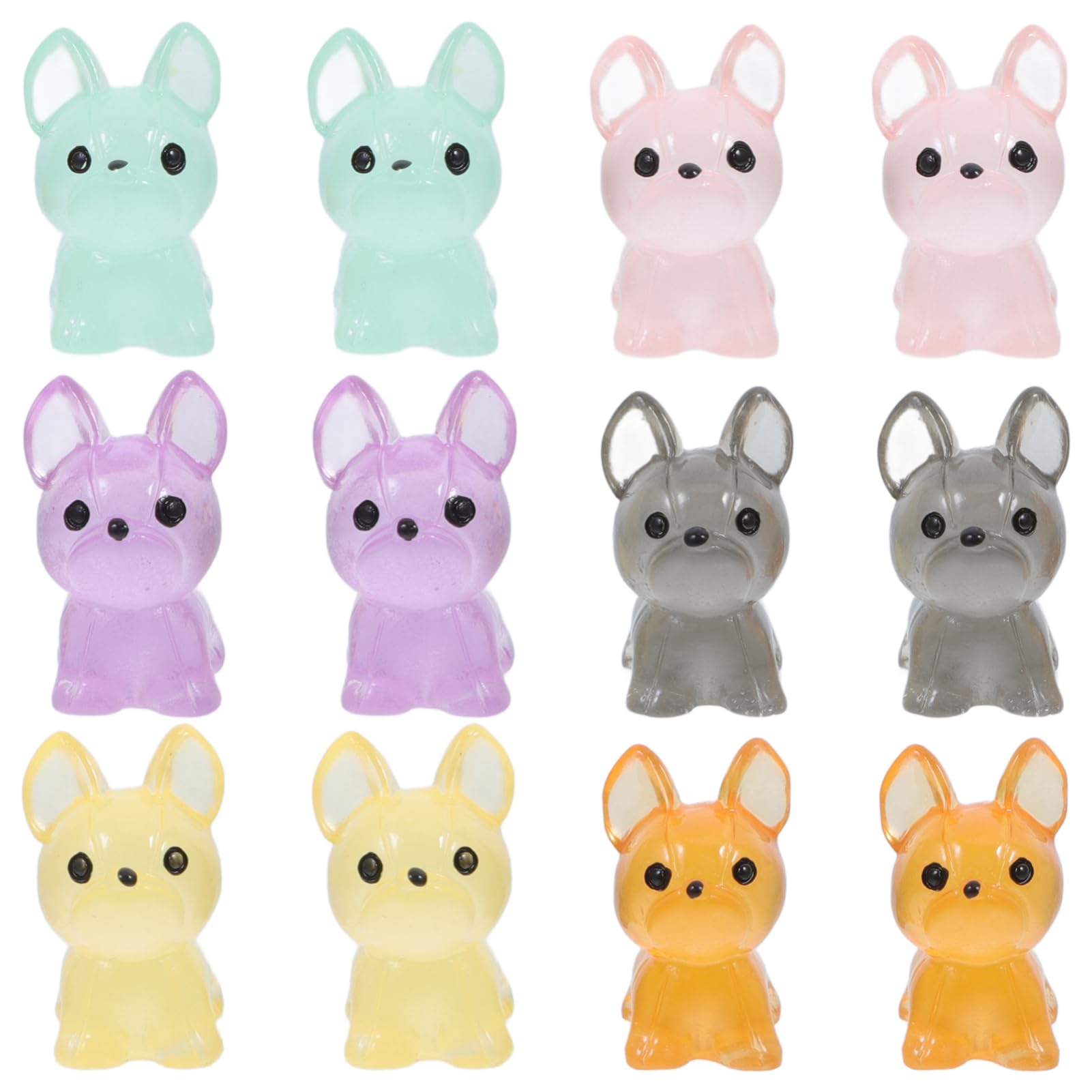 Toddmomy 12pcs Luminous Mini Resin Animals Dogs, Glow in the Dark Miniature Animals Statues
