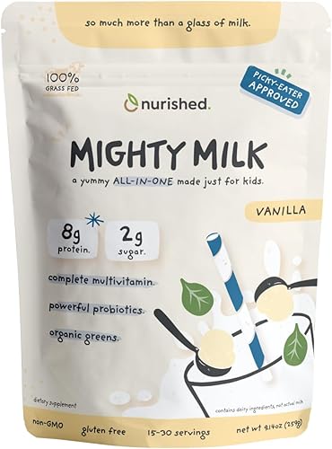 Miniatura 10 de Mighty Strawberry Milk - Proteína diaria todo en uno para niños en polvo y multivitamínico potenciado con 2 mil millones de probióticos y espinacas
