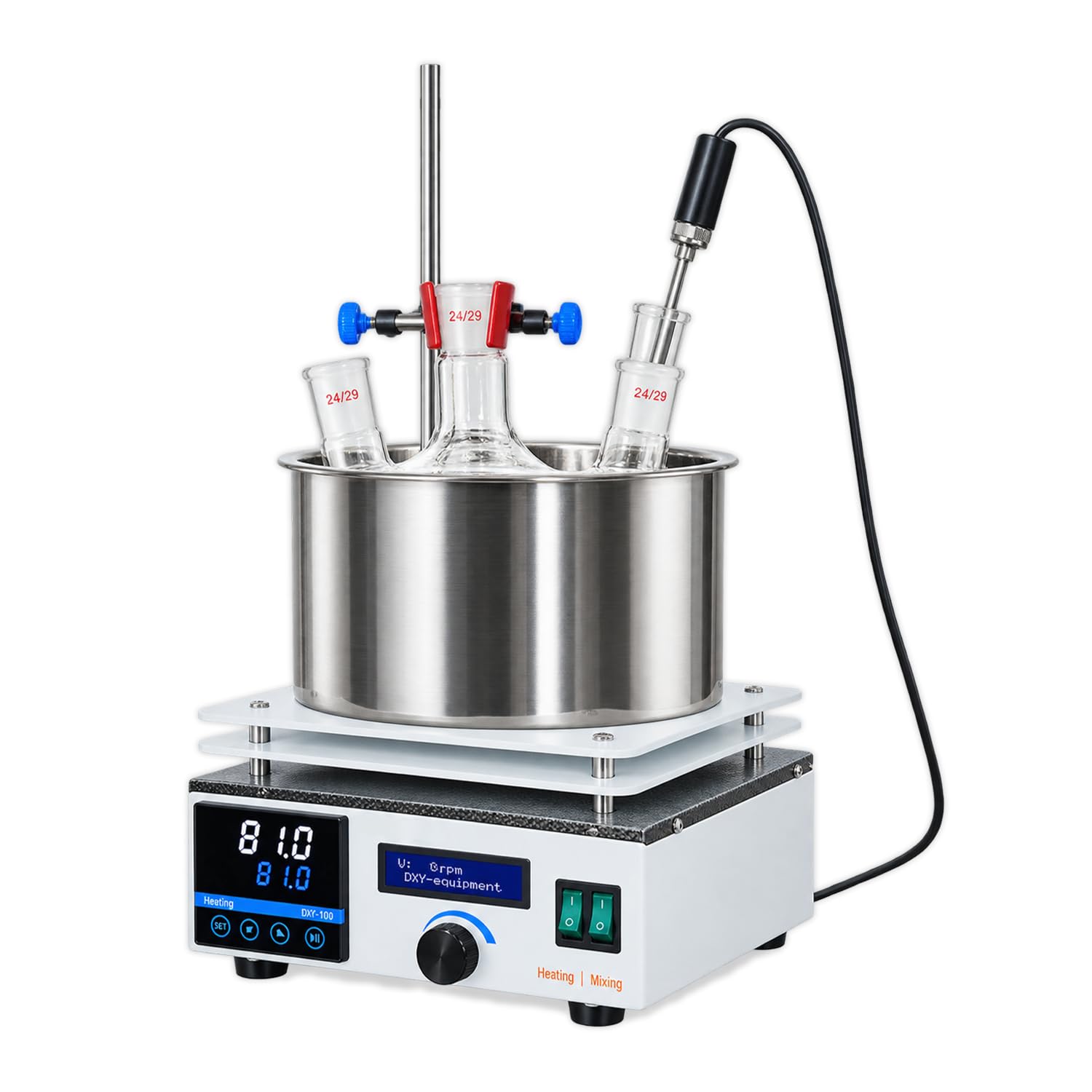 Bagno riscaldante da laboratorio con agitatore magnetico, miscelatore a controllo digitale della temperatura e vasca in acciaio inox; riscaldatore a bagno d'acqua/olio per ricerca e laboratorio 10L