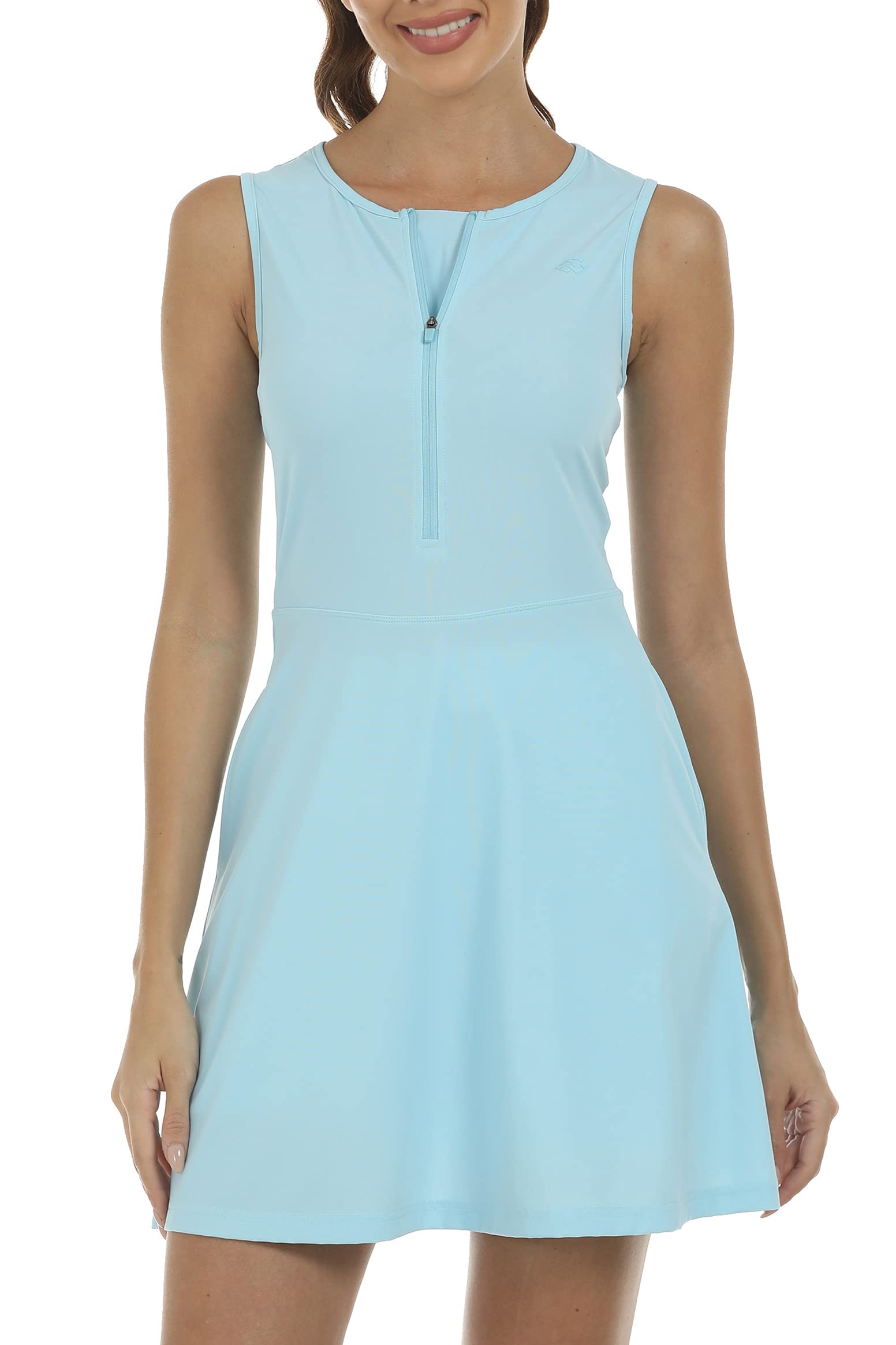 JINSHI Robe de Tennis et de Golf Femmes avec Short Intérieur Robes de Sport Athlétique sans Manches Séchage Rapide avec Poches