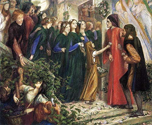 Peintures sur toile : Béatrice et Dante de Rossetti, 3 huiles célèbres peintes à la main