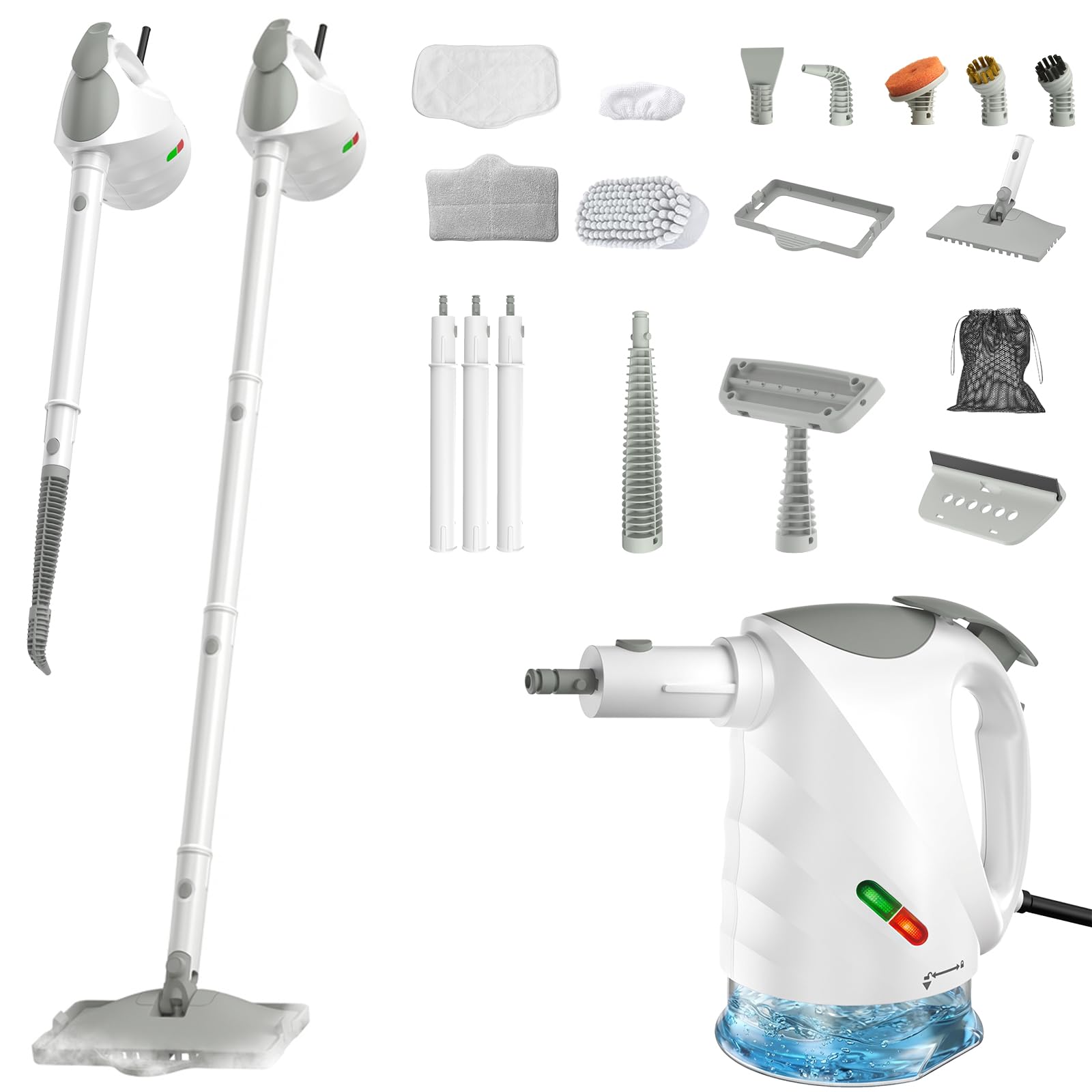 Dampfreiniger, 10-in-1 Handdampfreiniger, 15S Schnelle Aufheizung Dampfwischer, 450 ml Druck-Mehrzweckdampfreiniger, 1500 W, chemikalienfreier für den Heimgebrauch, Reinigung von Böden, Fliesen, Fenst