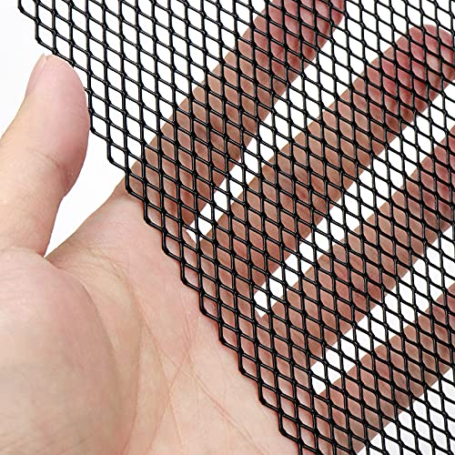 Modengzhe 40 X 13 Inch Car Grill Mesh Sheet, Black Painted Aluminum Alloy Multifunctional Grille Mesh Roll, 3 X 6 Mm Rhombic-Shape Grids #TOP2