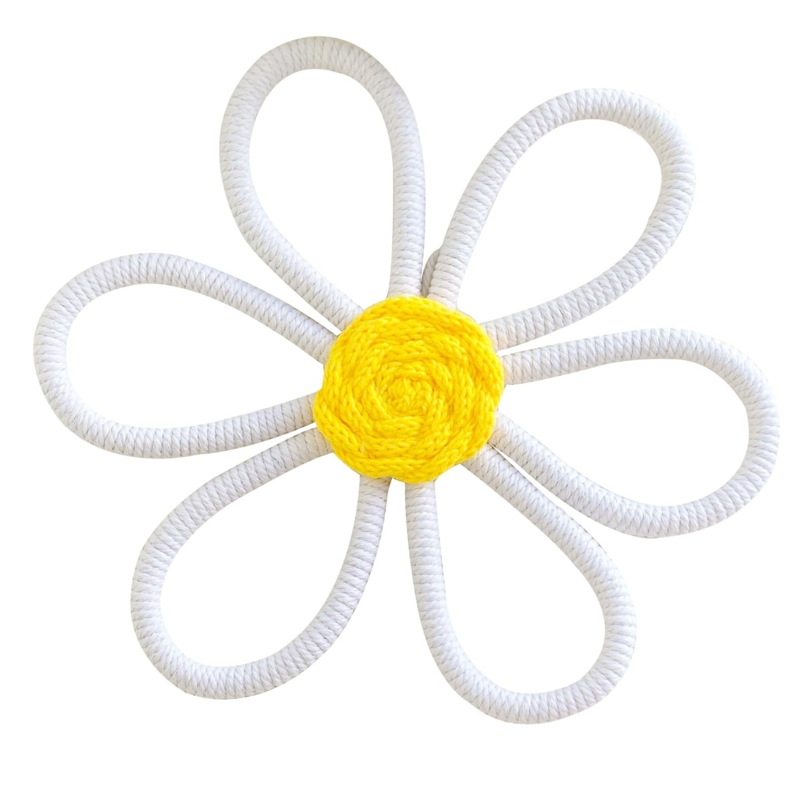 Himscev White Bohemian Rattan Daisy Flower Wall Decor - Different Hanging Art For Stylish Home Decoration(25Cm)