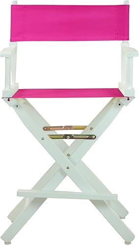 Miniatura 305 de Silla de Director de 18" Marco Blanco Lona Rosa