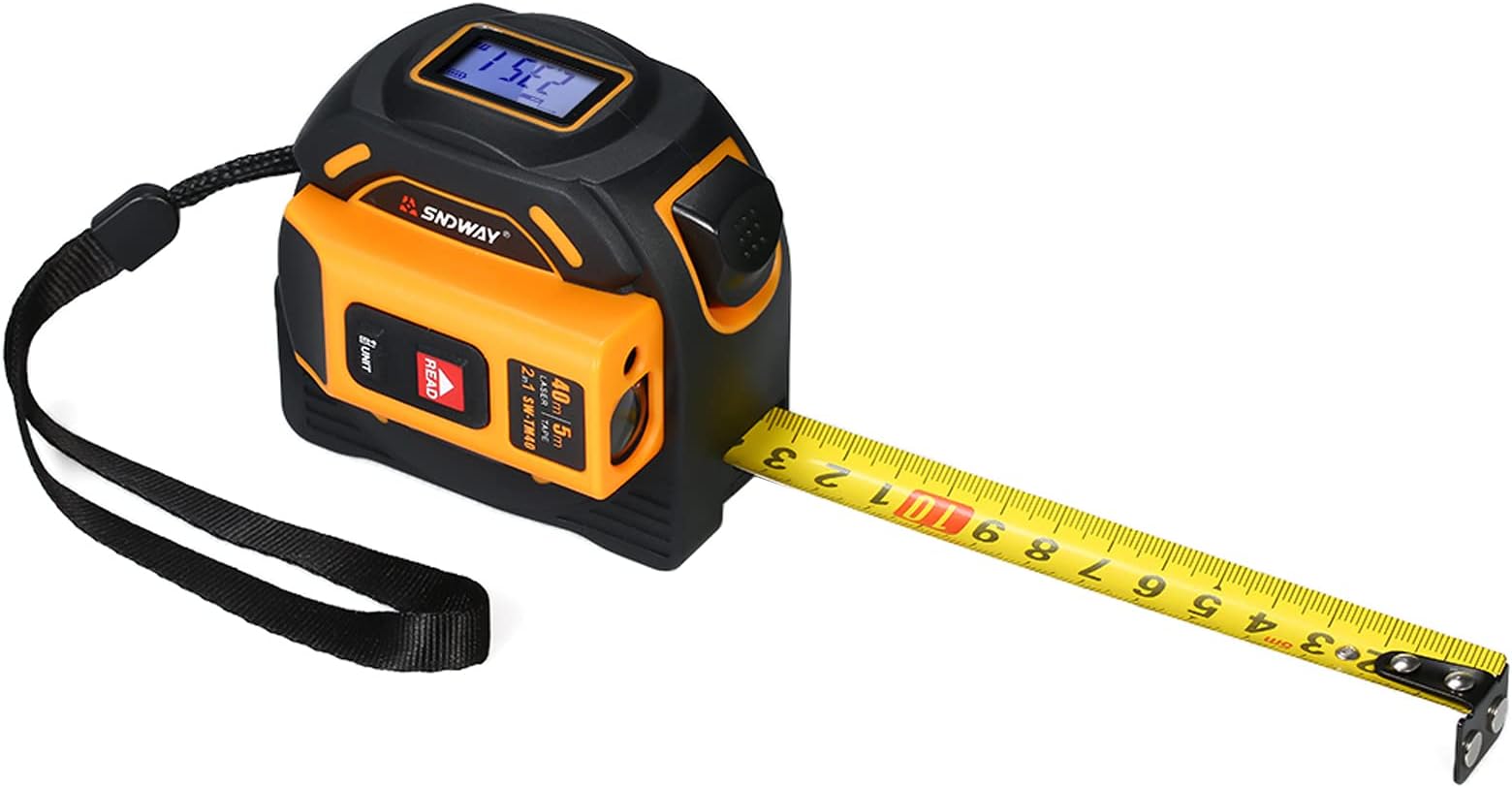Morelian 3in1 Laser Rangefinder 5m Tape Measure Ruler LCD Display with ...