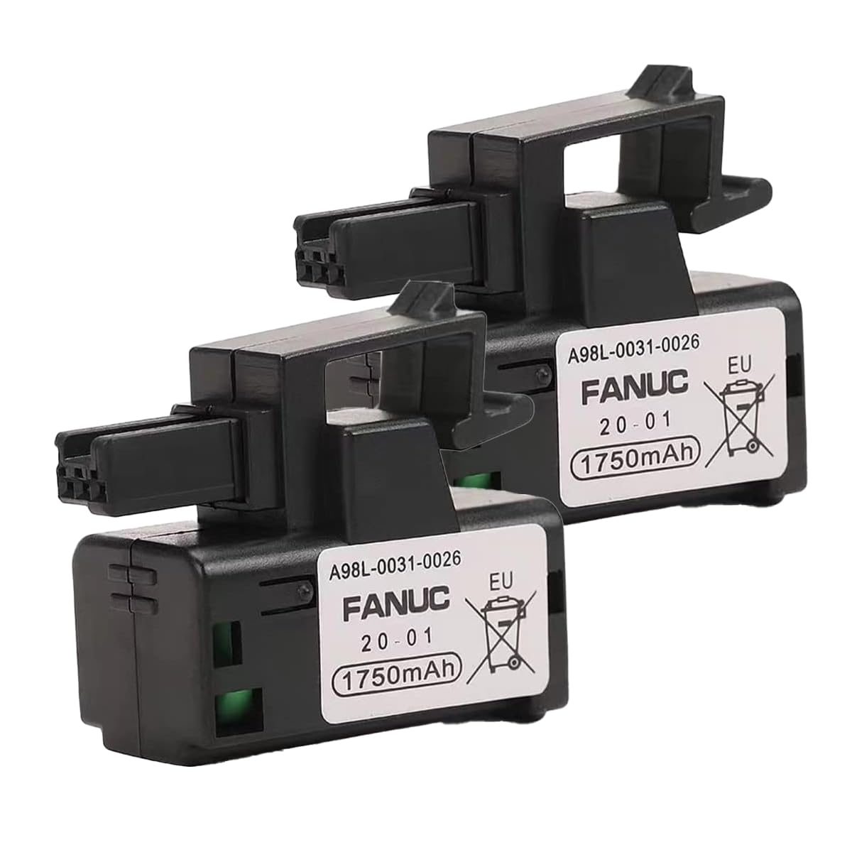 BUCADU 2Pcs A98L-0031-0026 PLC Battery Replacement 3V 1750mAh for FANUC A02B-0309-K102 Part NO A98L-0031-0026, Lithium Battery in Hard CASE