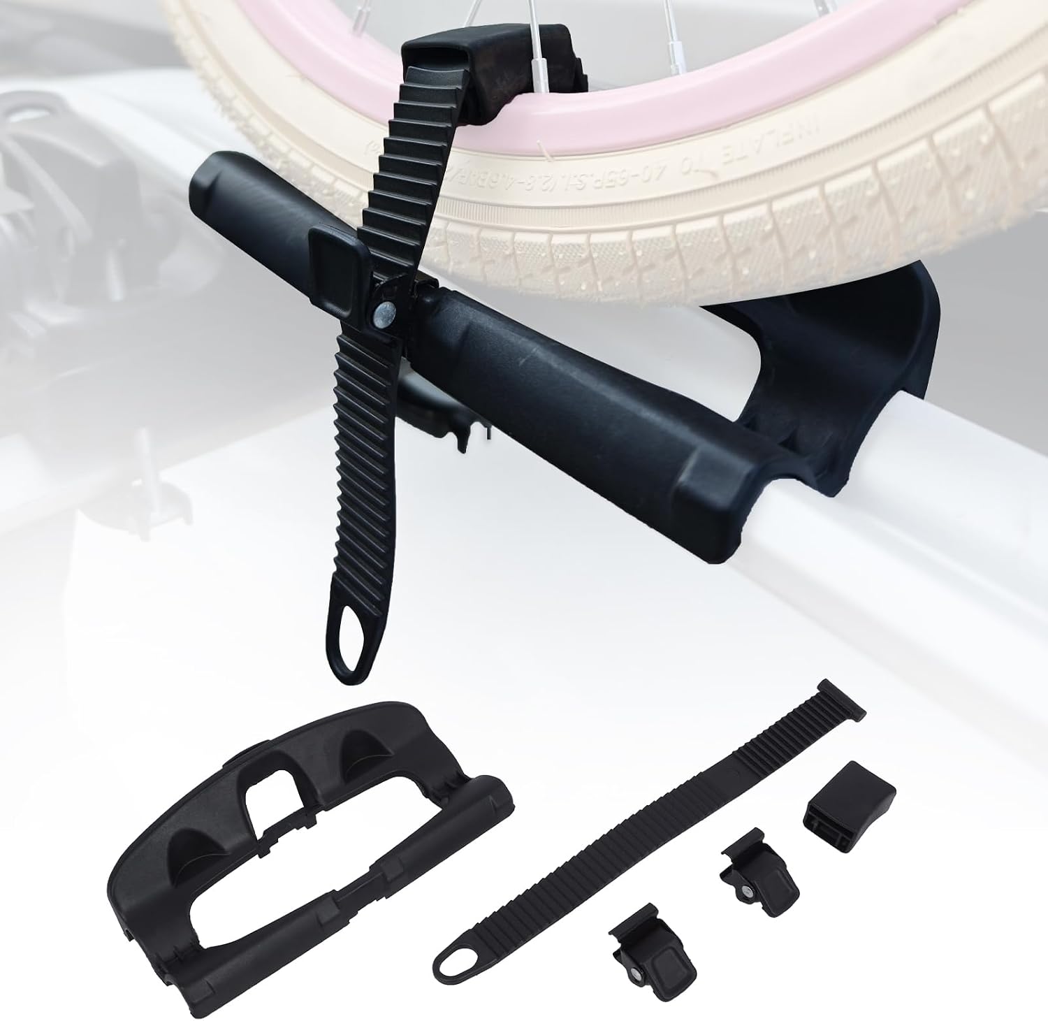 Roof Rack Bike Wheel Adapter Outride 591 Wheel Holder, OEM Rubber Strap Accessory Kit, Compatible with ProRide/Thule 591 561 34358 34368 51231