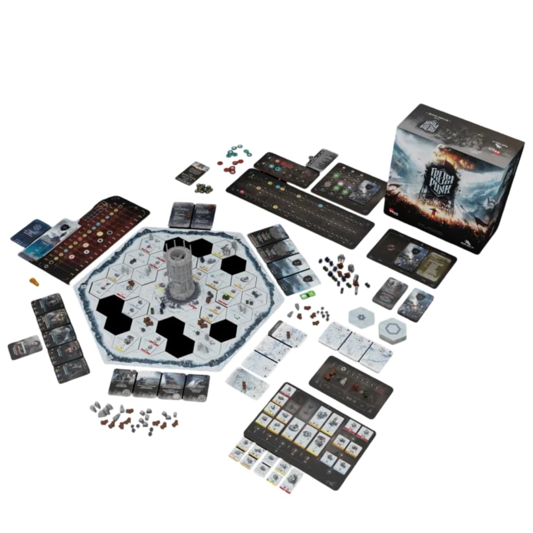 PIXIEGAMES Frostpunk – Le Jeu de Plateau | Jeu Coopératif de Survie et Gestion | Adaptation du Jeu Vidéo Culte | 1 à 4 Joueurs | Dès 14 Ans, Noir