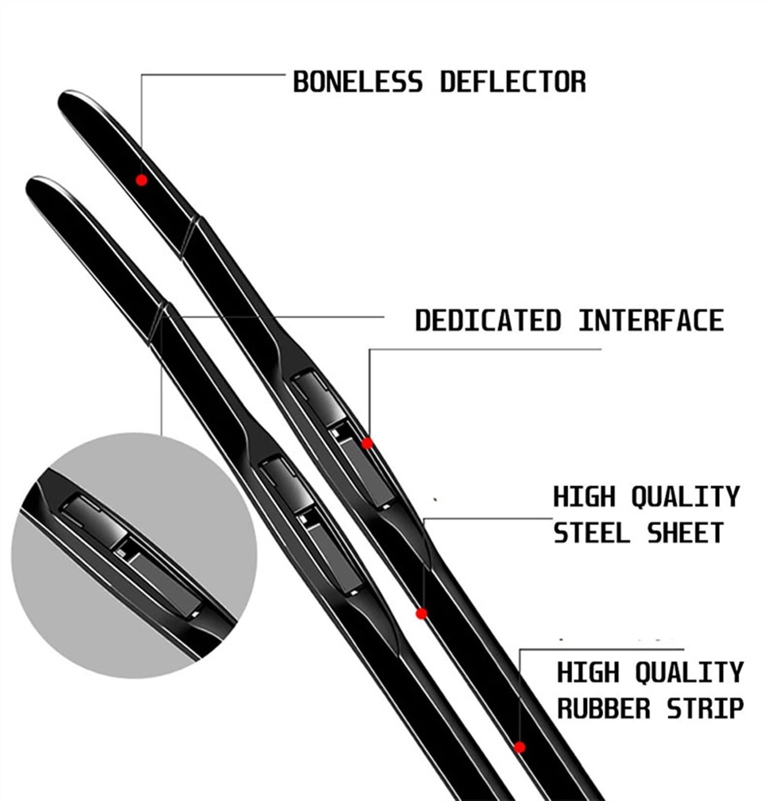 Auto Tergicristallo per Peugeot 206 206+ 206sw 206cc 2001-2006 Anteriore Tergicristallo Lame Spazzole U J Gancio 2002 2003 2004 2005