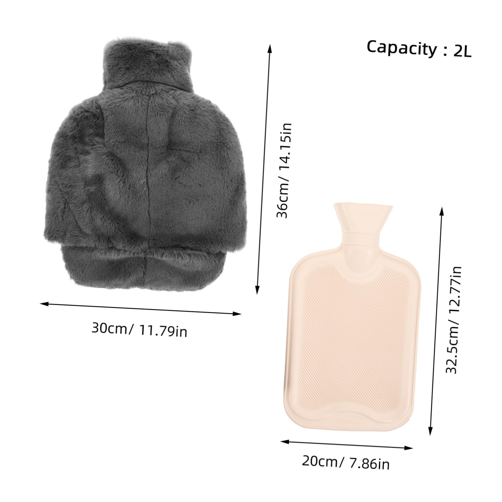 BIUDECO Warm Water Bottle with Cover 2l Hot Water Bag Foot Warmer Refillable Hot Water Bag with Plush Cover Feet Slipper Warmer for Home