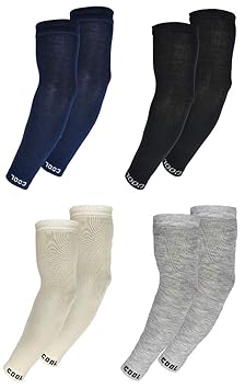 VT VIRTUE TRADERS Men & Women Cotton Sports Arm Sleeves (Pack of 4 Pairs, Grey, Navy Blue, Cream and Black)