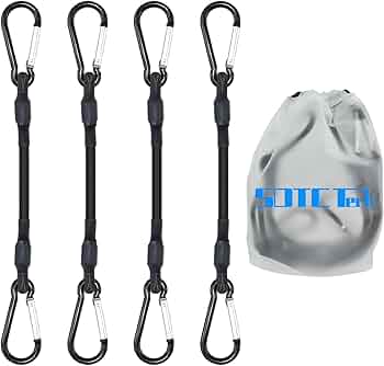 SDTC Tech Mini Short Bungee Cords with Carabiner Hooks Heavy Duty
