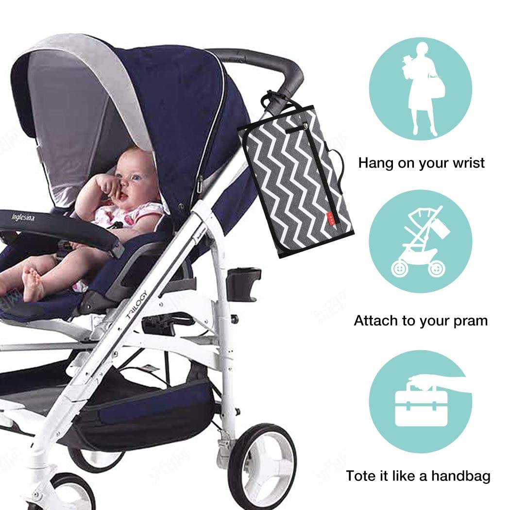 Lekebaby Fasciatoio Portatile Neonato – Fasciatoio Neonato Portatile Impermeabile e Imbottito per Viaggi e Outdoor, Fasciatoio da Viaggio Pratico con 3 Tasche, Comodo e Lavabile, Regali Neonato