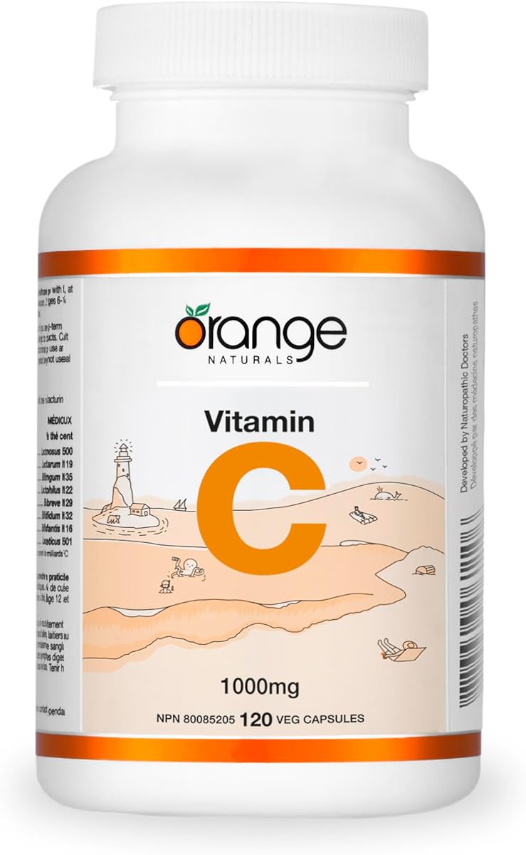 Orange Naturals Orange Naturals Vitamin C 1000mg 120 V-Caps, 4 Month Supply, Pure Ascorbic Acid Supplement, Vegan, Daily Convenient, Promotes Wellness, Antioxidant Support, Collagen Formation, Healthy Bones & Teeth