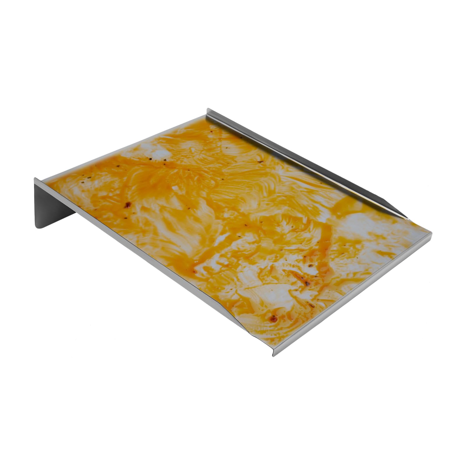 Vaschetta raccogligrasso in acciaio inox, 51 x 40 x 10 cm, riutilizzabile | Per barbecue standard con angolo di 90 gradi, con sei pellicole in alluminio come pratica vaschetta raccogli grasso