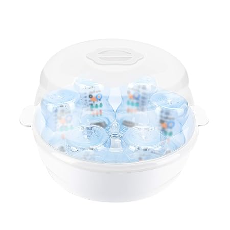 ELBME Microwave Bottle Sterilizer Steam Sterilizer Fits 6 Baby Bottles for Baby Bottles Pacifiers Cups Disinfect in 45445 Minutes