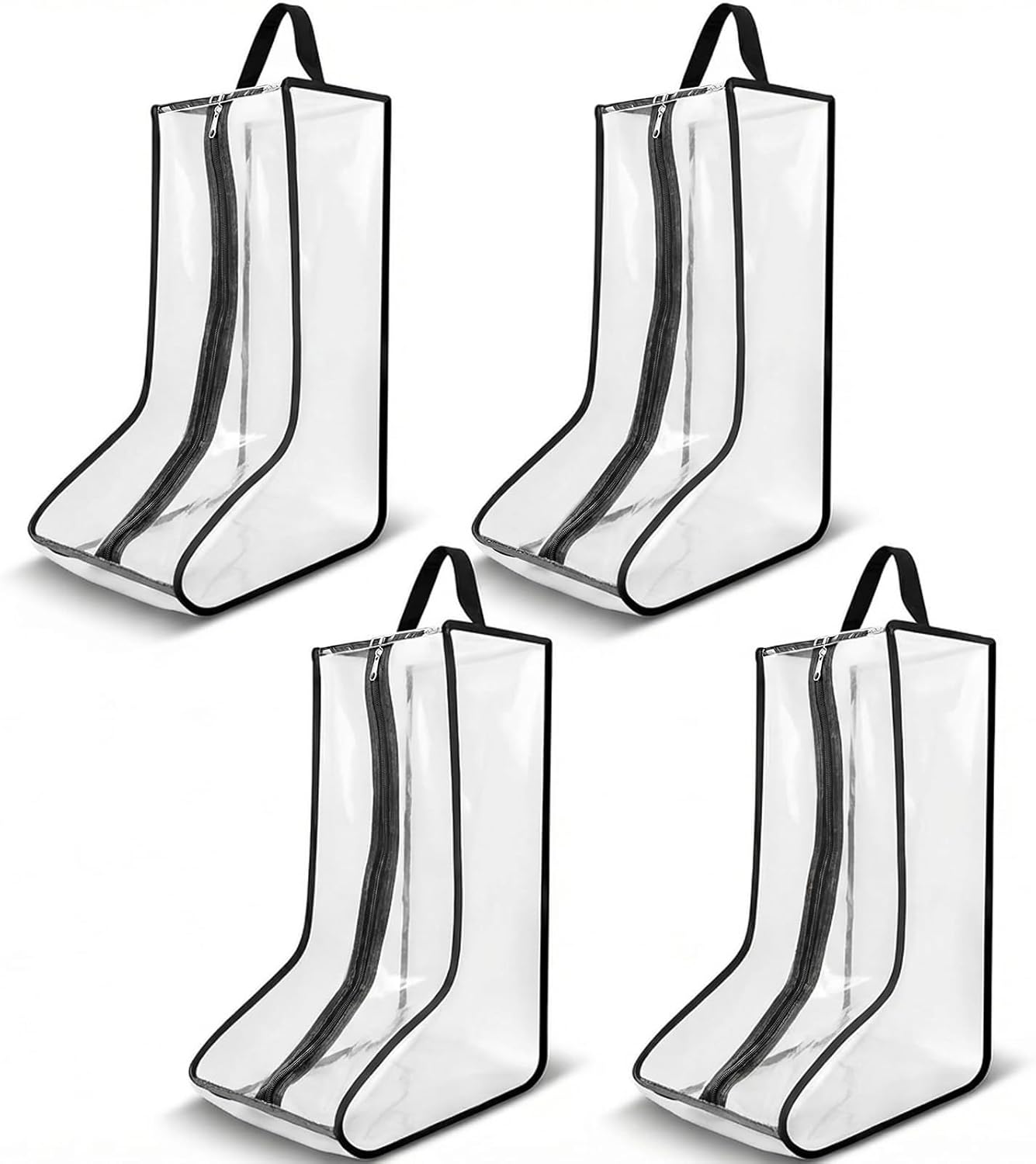 4 Pcs Portable Boots Bag for Cowboy Boots Tall Boot Storage Bags Portable Waterproof Protector Tools for Travel and Daily Wardrobe Shoe Cabinet and Other Home - Black