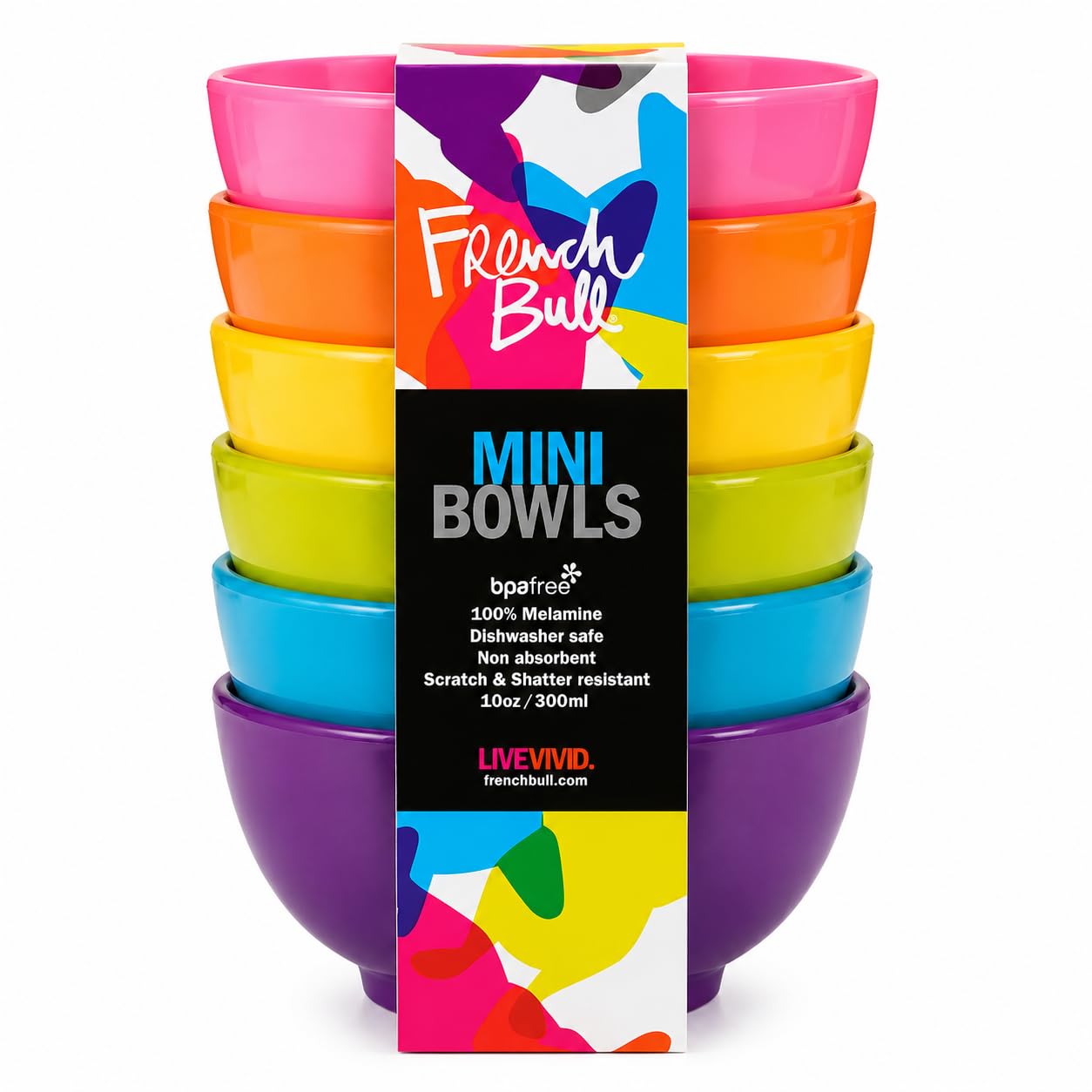 French Bull Müslischalen aus Melamin, kleine Servierschüssel, für Snacks, Nudeln, Salat, Reis, Haferflocken, Kinder, bruchsicher, lebensmittelecht, BPA-frei, spülmaschinenfest, 14 cm, 625 ml,