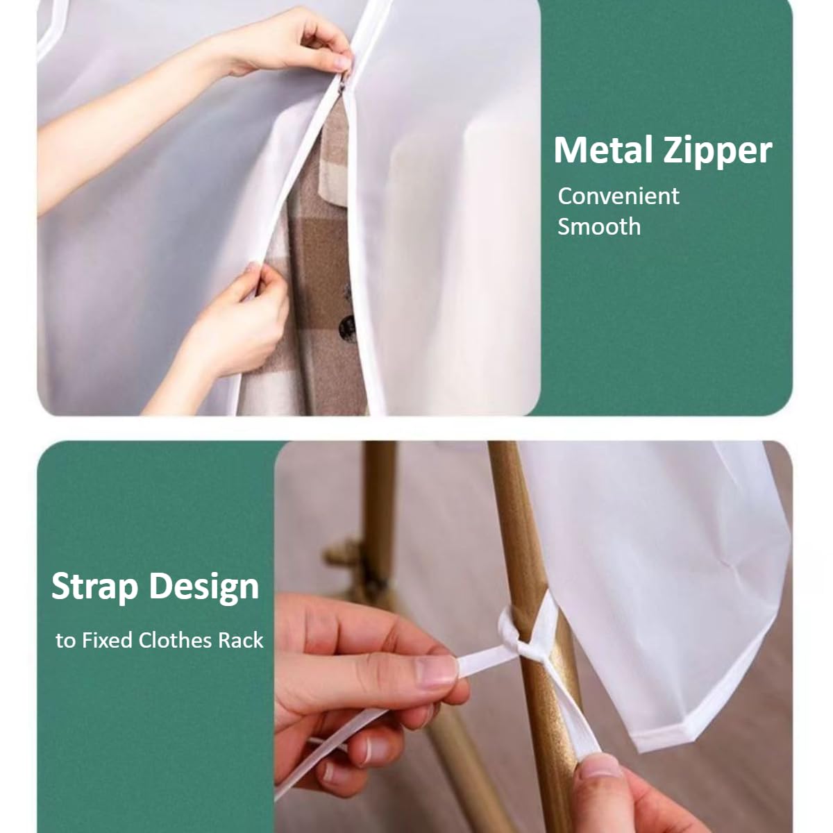 Housse de porte-vêtements – Protection translucide double tringle à suspendre avec fermeture éclair, housse anti-poussière réutilisable pour la maison, le magasin, le bureau