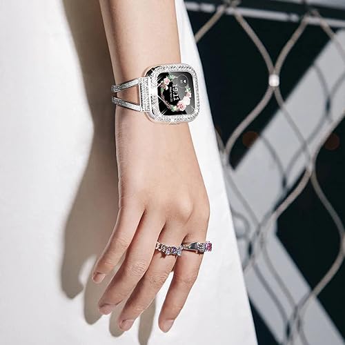 Miniatura 6 de CHANCHY Paquete de 4 fundas protectoras de pantalla compatibles con Fitbit Versa 2, funda protectora completa de TPU suave con marco de diamantes de