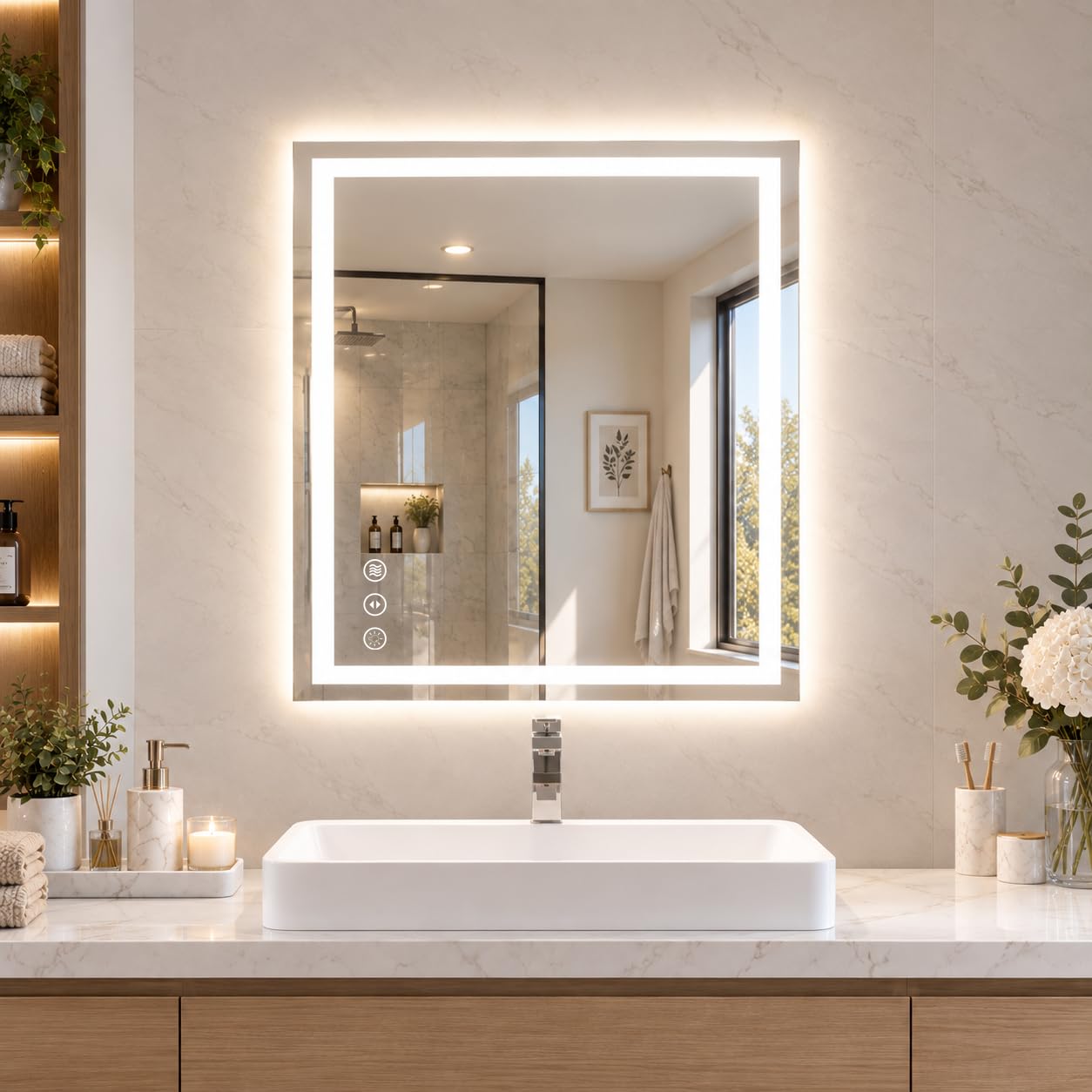 WTTY 40" x 32" LED Bathroom Mirror with Lights,ETL Listed