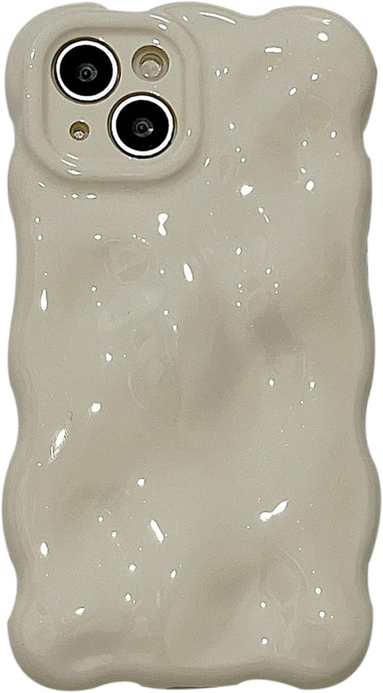 Glossy Wavy Phone Case for iPhone, Gray Bubble Edge Shockproof Protective Cover