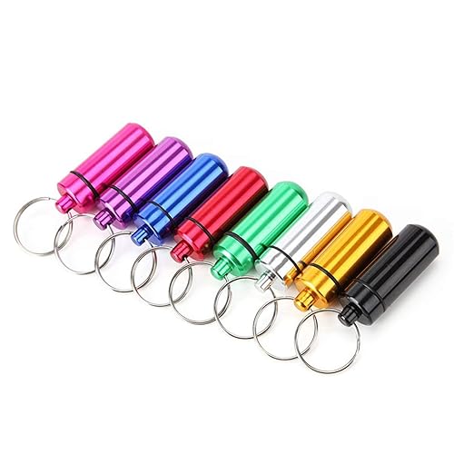 Miniatura 3 de DEALPEAK - Llavero de pastillero, colorido, portátil, impermeable, mini píldoras, caja de almacenamiento de píldoras, caja sellada para medicina de