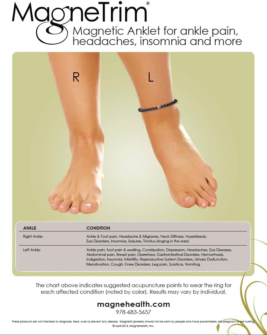 Cats Eye Pink and White Magnetic Hematite Stretch Wellness Anklet (10")