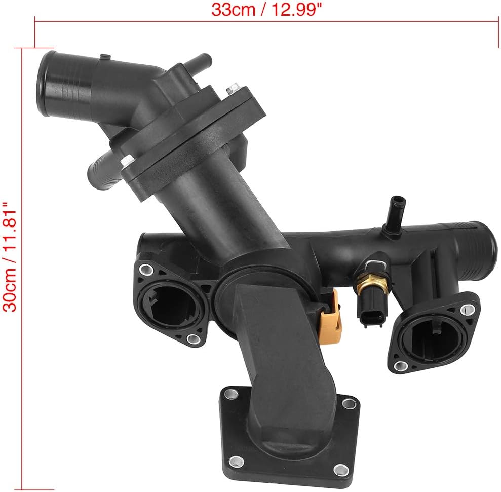 X AUTOHAUX LR005631 4H238A504AC Car Thermostat Housing with Sensor for Land for Rover LR3 2005-2009 for Land Rover Range Rover Sport 2006-2009 4.4L V8